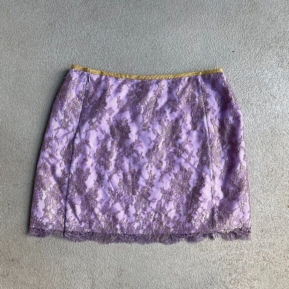 Rare Y2K Deadstock Tracy Reese Purple Lace Mini Skirt nwt fairy | size 6 - Picture 4 of 4